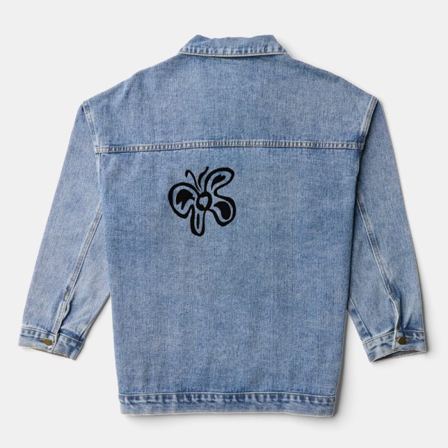 Veste En Jean T-shirt Doodle B&W Flutterfly bleu et jaune (Verso)