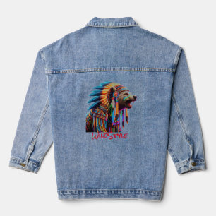 Veste En Jean T-shirt du chef de l'ours de Neon WildStyle