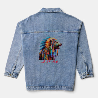 Veste En Jean T-shirt du chef de l'ours de Neon WildStyle