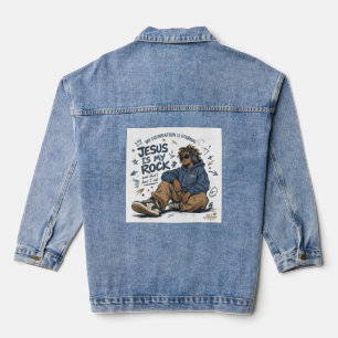 Veste En Jean T-Shirt pour femmes ADOM "Jésus est mon roc"