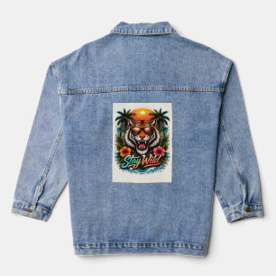 Veste En Jean T-Shirt Stay Wild Tiger Sunset – Jungle Tropical G