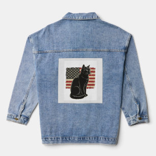 Veste En Jean T-Shirt Vintage Graphique Drapeau Chat Patriotique