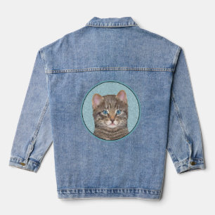 Veste En Jean Tabby Gris Peinture Chat - Cute Original Art Chat