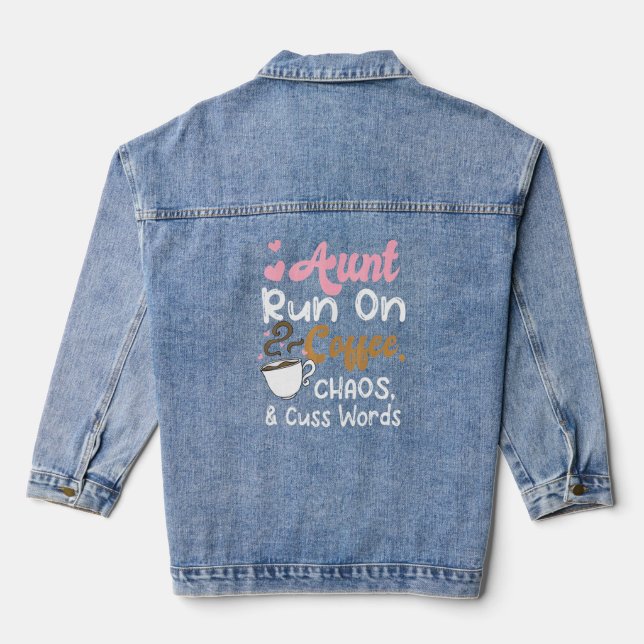 Veste En Jean Tante Coups Sur Café Chaos Cuss Mots Pour Aunty Lo (Verso)