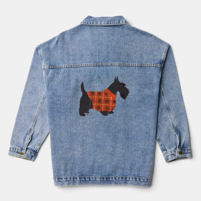 Veste En Jean Tartan Scottish Terrier (Verso)