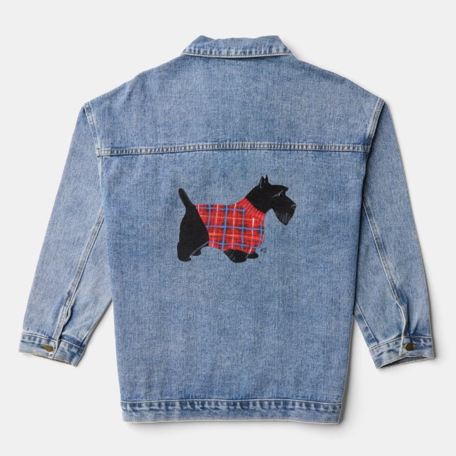 Veste En Jean Tartan Terrier Écossais (Verso)
