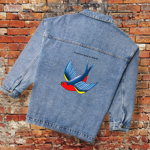 Veste En Jean Tatouage de style traditionnel d'oiseau hirondelle
