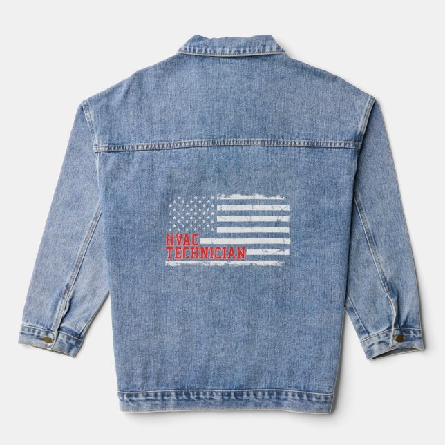 Veste En Jean Technicien Hvac Us American Flag Hvac Tech (Verso)
