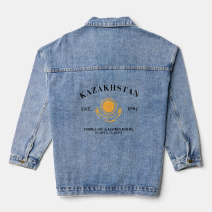 Veste En Jean Tee-shirt kazakh Pride & Vibrate drapeau kazakh