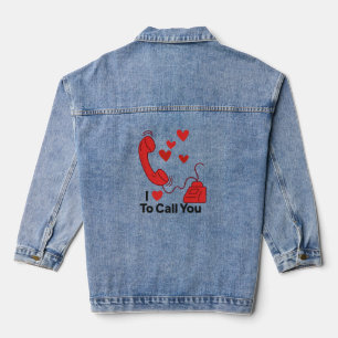 Veste En Jean Téléphone Red Love - Image d'appel rétro