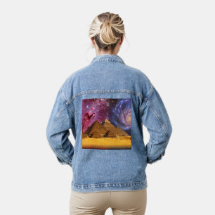 Veste En Jean tempête cosmique au-dessus de l'égypte
