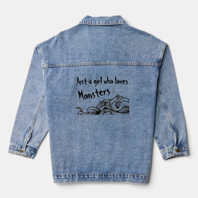 Veste En Jean Tentacle Monster Book Personnaliser Texte ou nom (Verso)