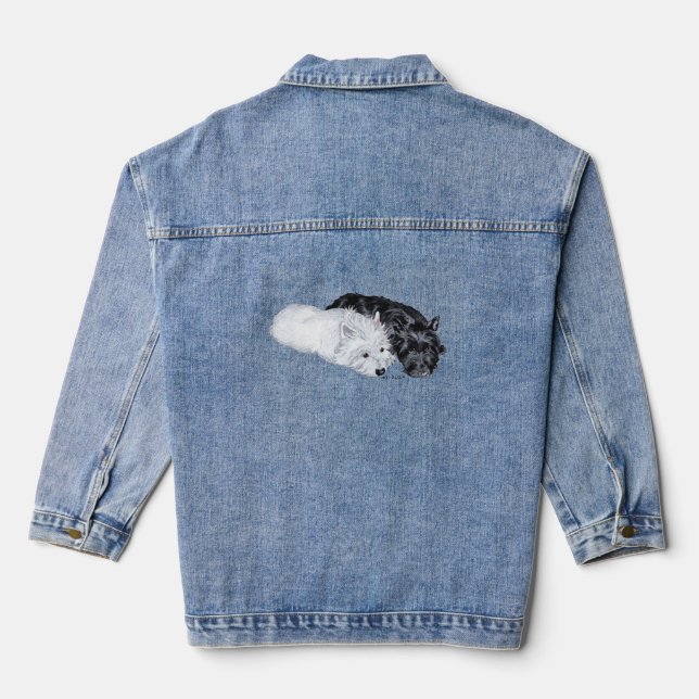 Veste En Jean Térrier écossais avec Westie (Verso)