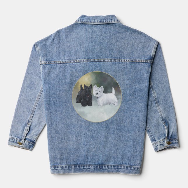Veste En Jean Térrier écossais avec Westie (Verso)