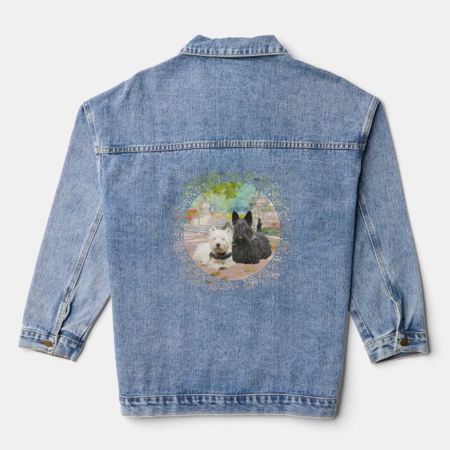 Veste En Jean Térrier écossais avec Westie (Verso)