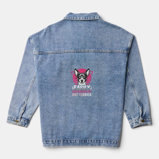 Veste En Jean Terrier Rat Facilement Distrait Chien Rétro (Verso)
