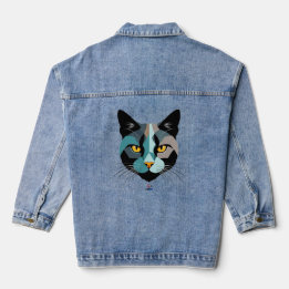 Veste En Jean Tête de chat créative Illustration