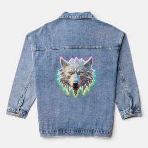 Veste En Jean Tête de loup blanc Imaginaire