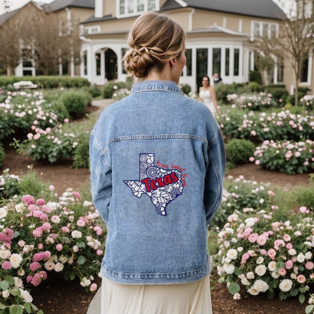 Veste En Jean Texas Floral Doodles   (Mariage Retour)