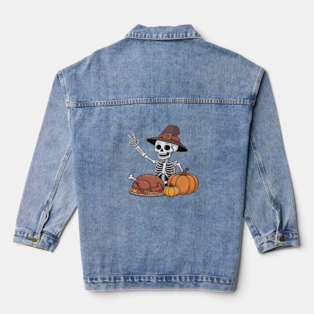 Veste En Jean Thanksgiving X-ray Skeleton Funny Rock Hand Fall L (Verso)