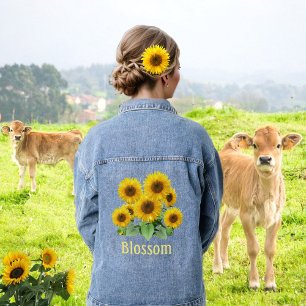 Veste en jean tournesols en fleurs