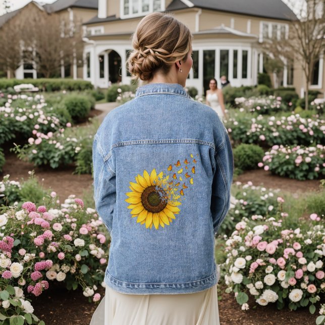 Veste En Jean Tournesols Papillons (Mariage Retour)