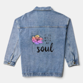 Veste En Jean Tout Va Bien Pour Mon Âme Citation De Foi Florale 