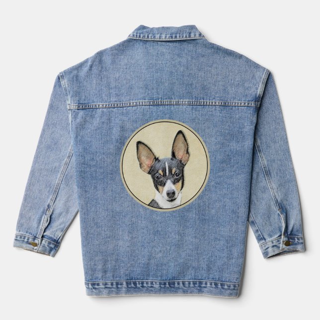 Veste En Jean Toy Fox Terrier Peinture - Cute Original Chien Art (Verso)