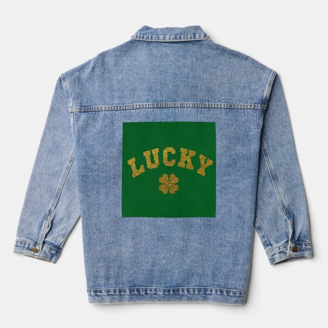 Veste En Jean Trèfle Chanceux Saint-Patrick (Verso)