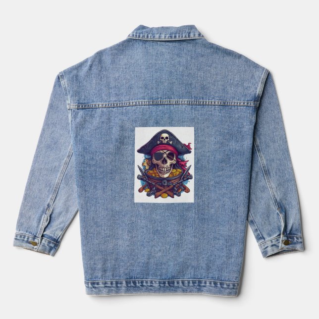 Veste En Jean Trésor du crâne de pirate (Verso)