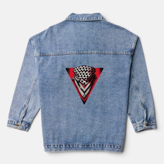 Veste En Jean Triangle rouge inversé keffiyeh (Verso)