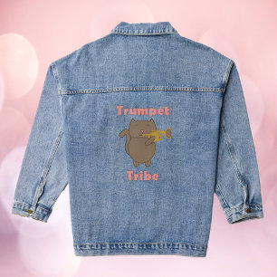 Veste En Jean Tribu de la Trompette Chat Lettres Roses