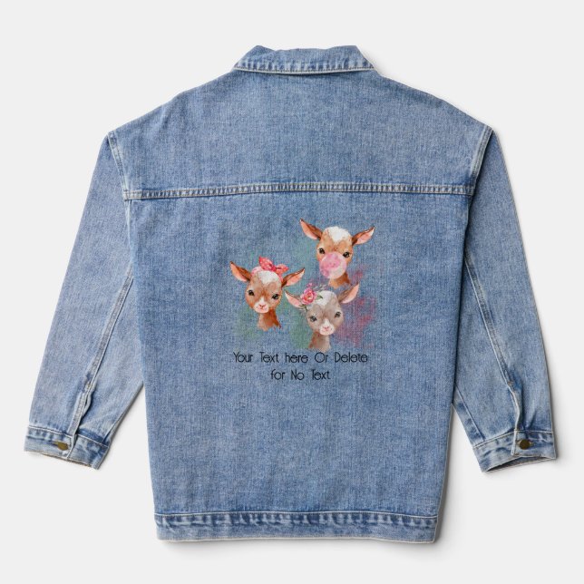 Veste En Jean Trio de chèvres mignonnes d'aquarelle (Verso)