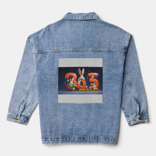 Veste En Jean Trois lapins heureux tenant le numéro 3