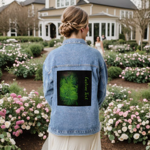 VESTE EN JEAN TROPICAL GREEN FERN AVANT PHOTO NATURE TEXTE DE L'