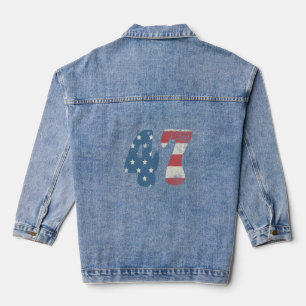 Veste En Jean Trump 2024 Vintage drapeau patriotique américain 4