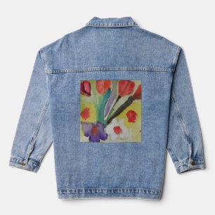 Veste En Jean Tulipes Abstraites et fleurs de printemps