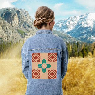 Veste En Jean Turquoise Zia Tribal Brown Tan
