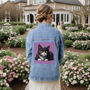 VESTE EN JEAN TUXEDO CUTE CAT ART DENIM JEAN JACKET