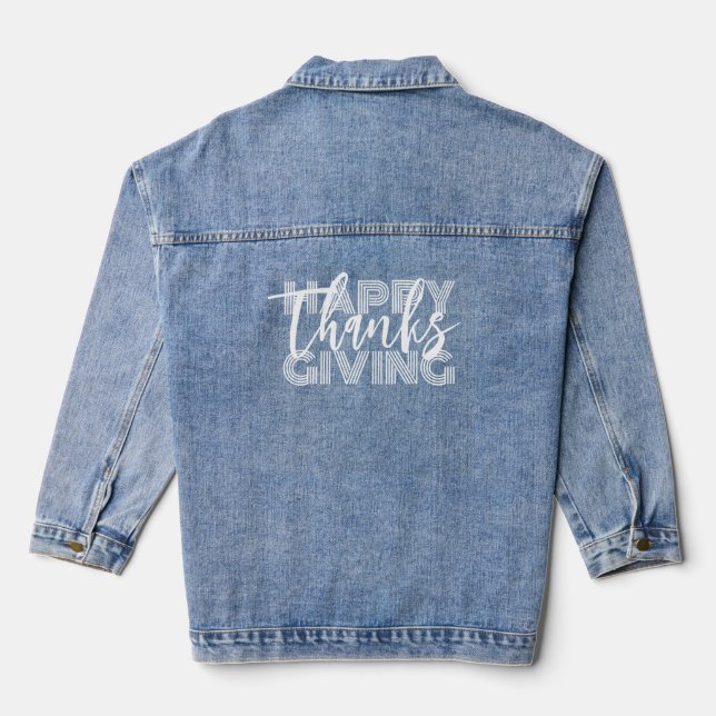 Veste En Jean Typographie bon thanksgiving blanc (Verso)