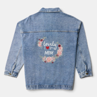 Veste En Jean Typographie, customisée, fleur belle maman