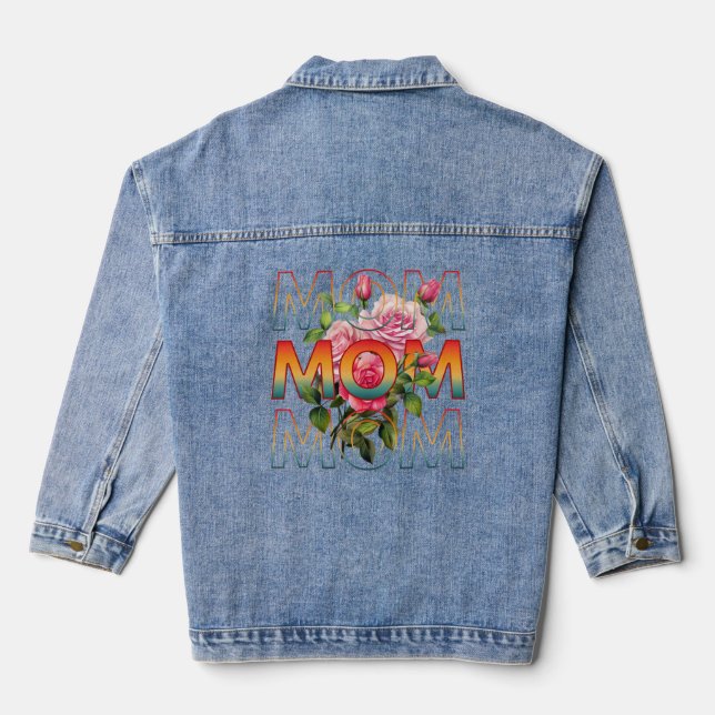 Veste En Jean Typographie de maman et roses (Verso)