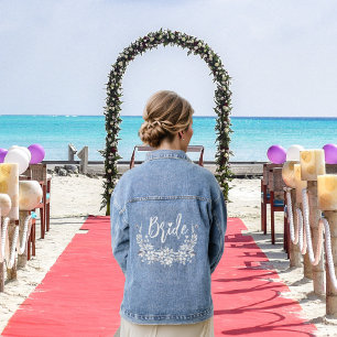 Veste En Jean Typographie de mariée et disposition florale de ma