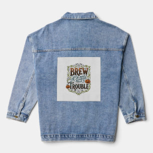 Veste En Jean Typographie de sorcière d'Halloween Brasse Un Peu