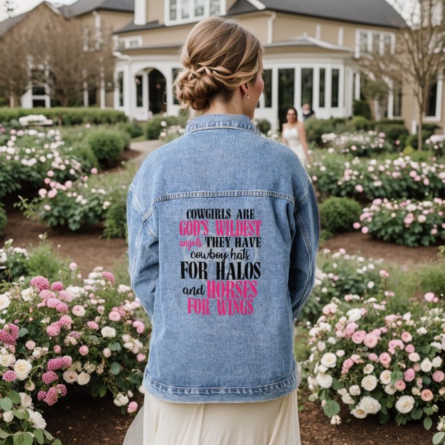 Veste En Jean Typographie des Cowgirls rose (Mariage Retour)