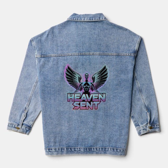 Veste En Jean Un ange métallique brillant avec des ailes, concep (Verso)