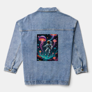 Veste En Jean Un astronaute flotte avec des méduses spatiales éc