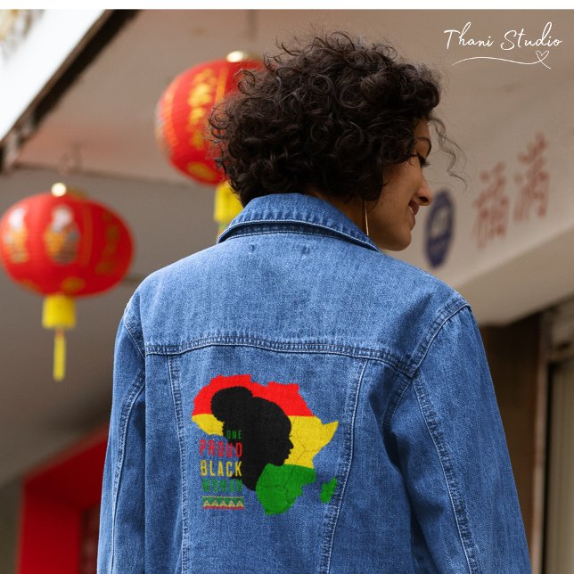 Veste En Jean Un Fier Noir Femme Noir Mois d'Histoire Drapeau (Créateur téléchargé)