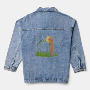 Veste En Jean Un mignon chien de prairie reniflant la caricature