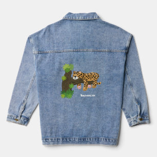 Veste En Jean Un mignon léopard dormant dans un arbre dessin ani